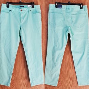 Lands'end mint green ankle jeans fit 1 size 12 cotton blend